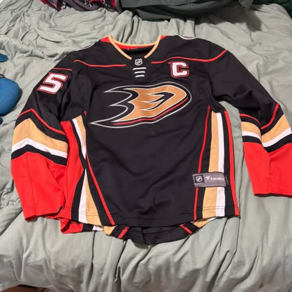 Anaheim Ducks Black and Orange Hockey Jersey